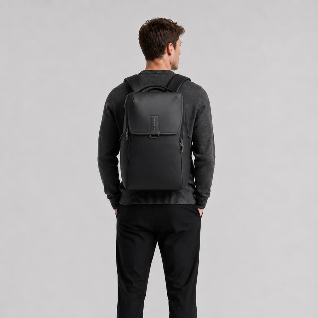 Travel Backpacks For Women Black Flap Top ruksly