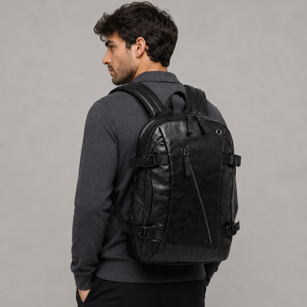 black faux leather backpack men – ruksly Inner Shell Thursday Boot Company Men's Black