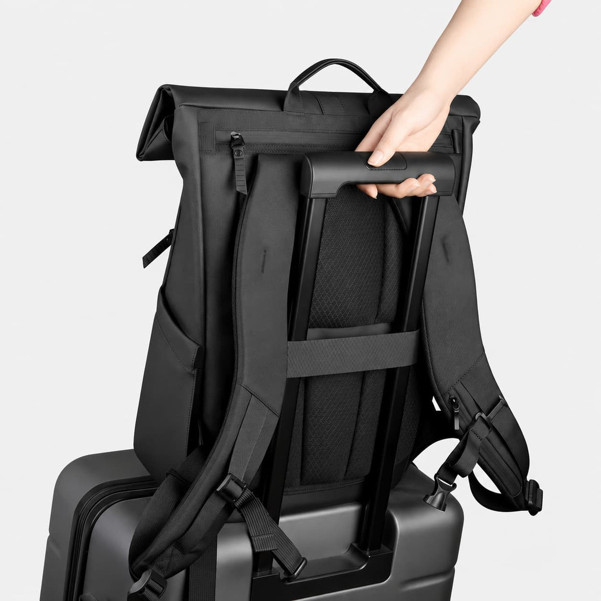 Roll Top Backpack Black Maison Dorsal