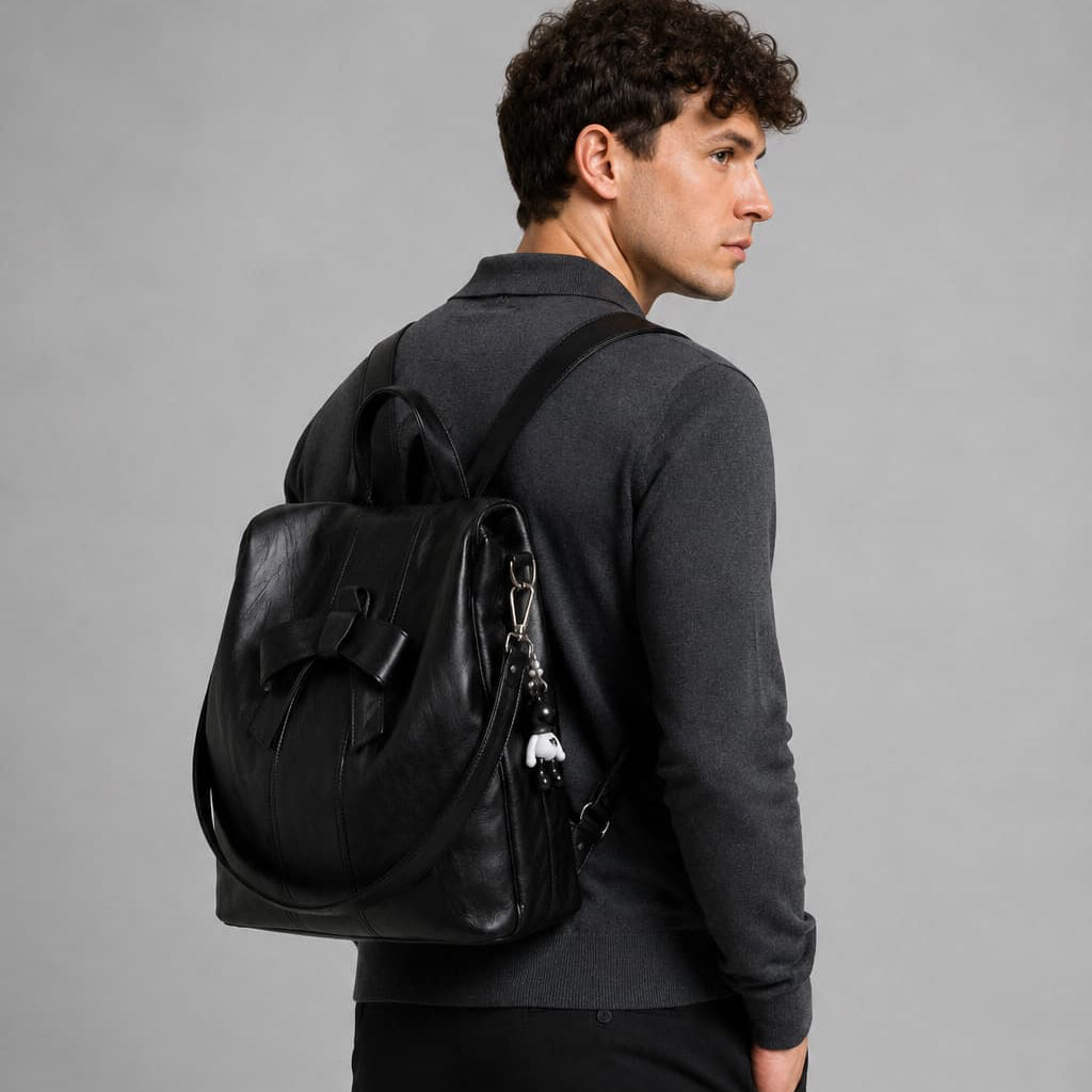 Leather Bow Backpack ruksly