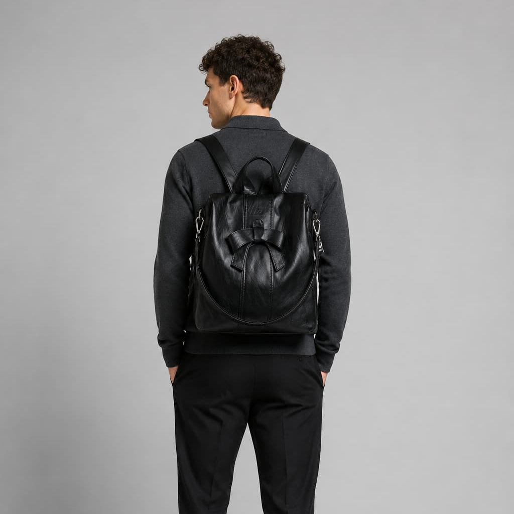 Leather Bow Backpack ruksly