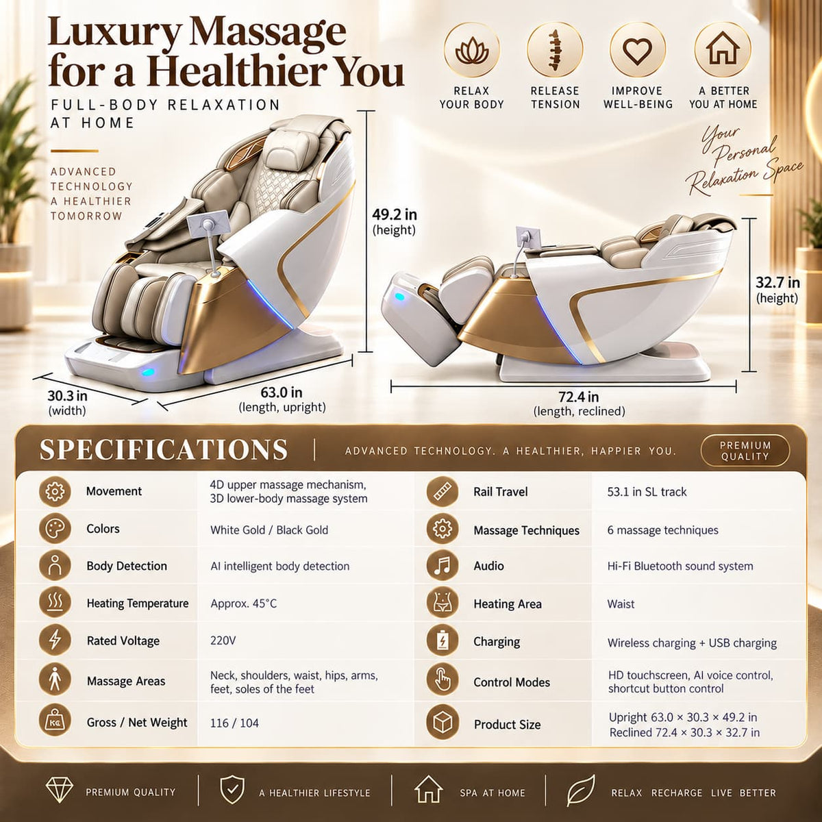 Massage Chair 4D Dual-Core Zero Gravity