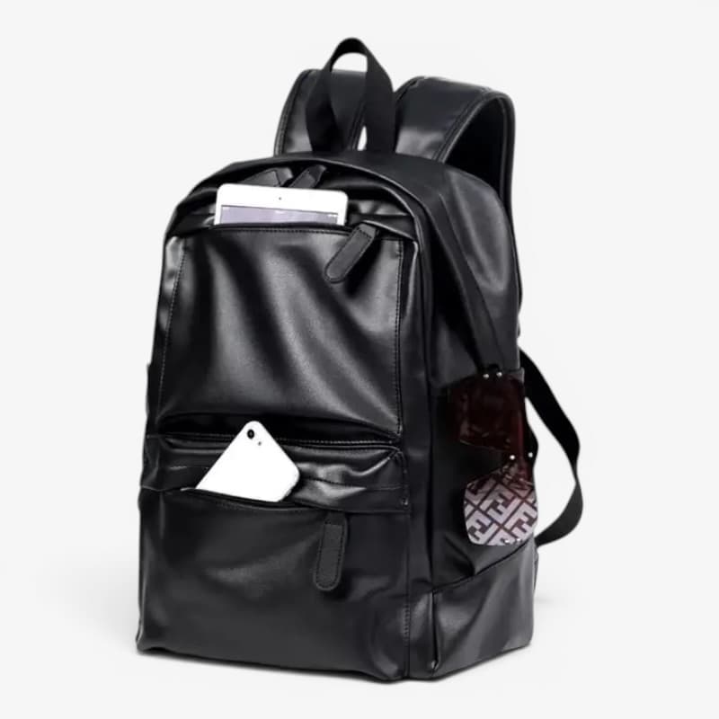 Black Leather Backpack ruksly