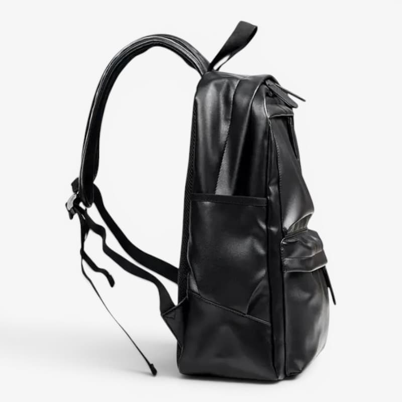 Black Leather Backpack ruksly
