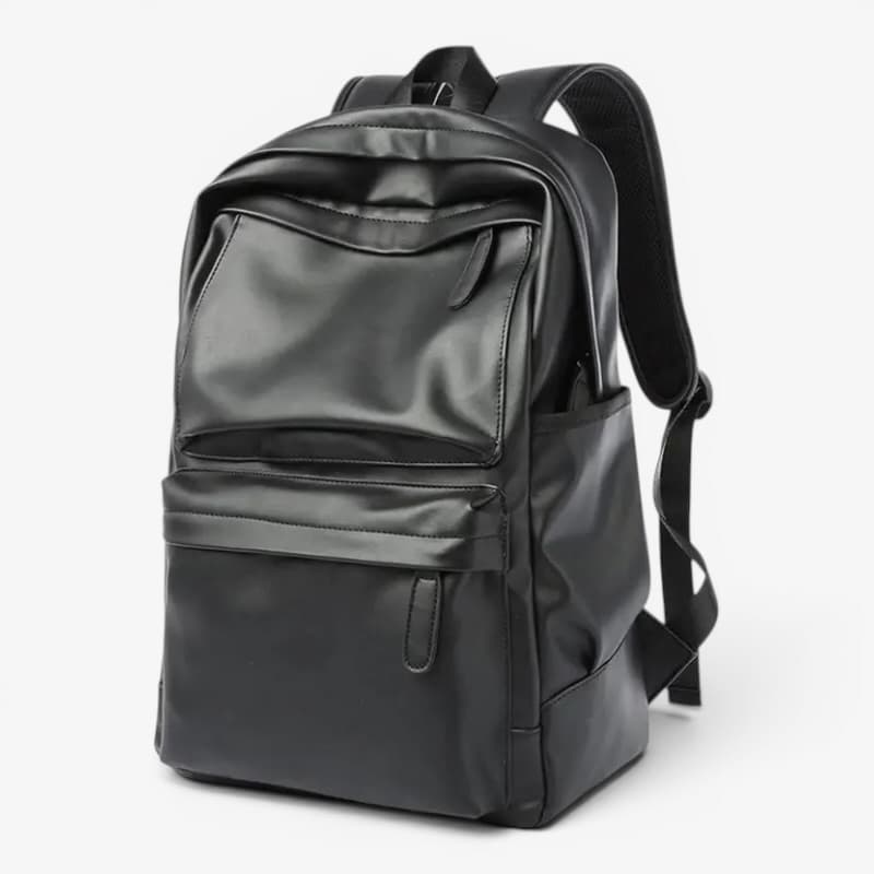 Black Leather Backpack ruksly
