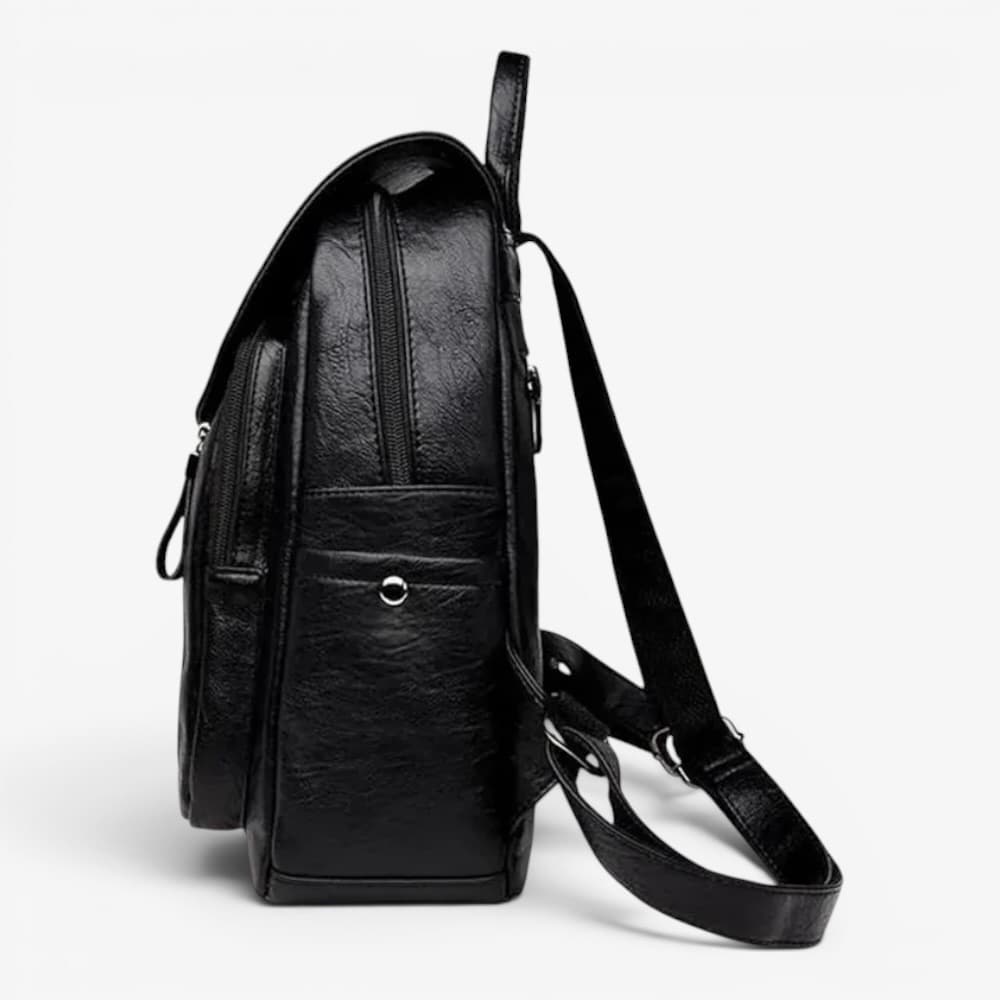 Soft Leather Backpack With Flap Pocket ruksly