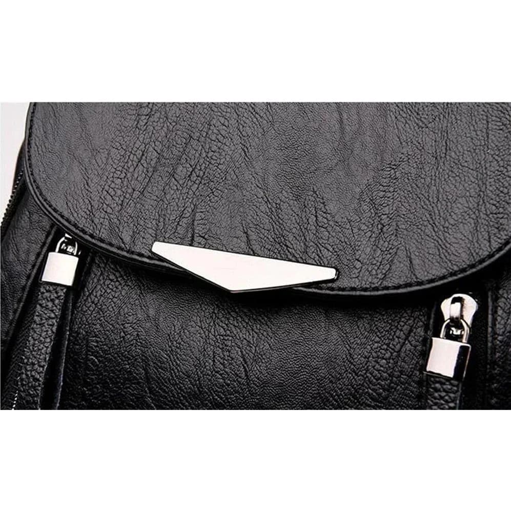 Soft Leather Backpack With Flap Pocket ruksly