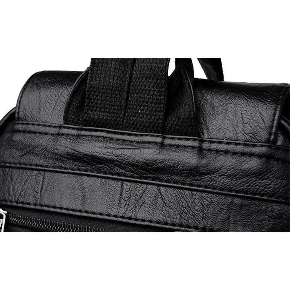 Soft Leather Backpack With Flap Pocket ruksly