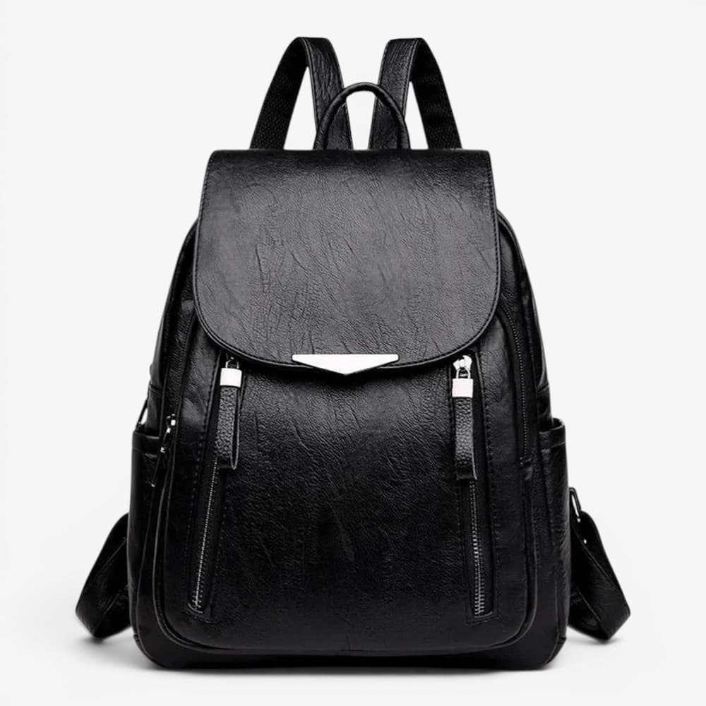 Soft Leather Backpack With Flap Pocket ruksly