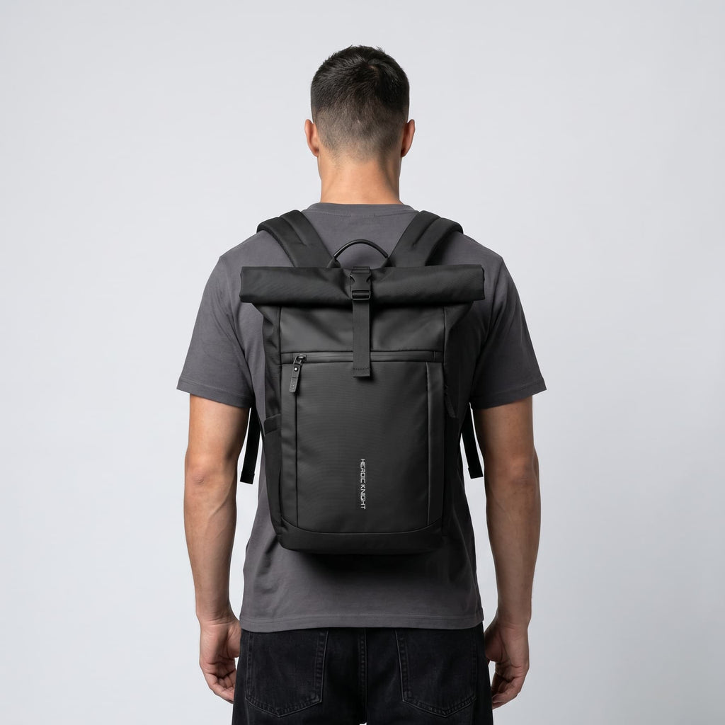 Roll Top Backpack Black Maison Dorsal